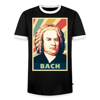 Johann Sebastian Bach Vintage Farben - Männer Kontrast-T-Shirt - Schwarz/Weiß - Vorne - AI Model Female 172 light (172cm) & AI Model Male 178 light (178cm)