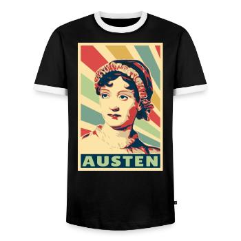 Jane Austen Colores vintage - T-shirt contrasté Homme - noir/blanc - Devant - AI Model Female 172 light (172cm) & AI Model Male 178 light (178cm)