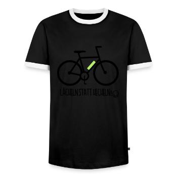 E-Bike Pedelec Funny Gift Bike eMTB Bike - Men's Ringer Shirt - black/white - Front - AI Model Female 172 light (172cm) & AI Model Male 178 light (178cm)