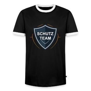 Schutzteam - Männer Kontrast-T-Shirt - Schwarz/Weiß - Vorne - AI Model Female 172 light (172cm) & AI Model Male 178 light (178cm)