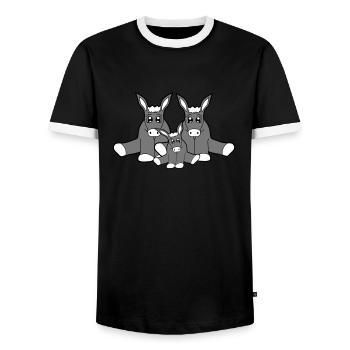 familie paar nachwuchs junges mama papa klein baby - Männer Kontrast-T-Shirt - Schwarz/Weiß - Vorne - AI Model Female 172 light (172cm) & AI Model Male 178 light (178cm)