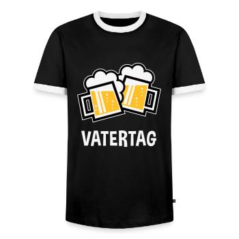 Vatertag (Bier Prosit / Bayrische Bierkrüge / 3C) - Männer Kontrast-T-Shirt - Schwarz/Weiß - Vorne - AI Model Female 172 light (172cm) & AI Model Male 178 light (178cm)