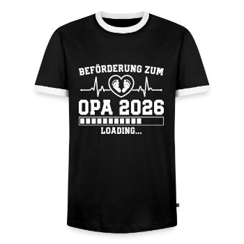 Opa 2026 loading - Werdender Grossvater - Männer Kontrast-T-Shirt - Schwarz/Weiß - Vorne - AI Model Female 172 light (172cm) & AI Model Male 178 light (178cm)