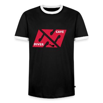cave_diver_01 - T-shirt contrasté Homme - noir/blanc - Devant - AI Model Female 172 light (172cm) & AI Model Male 178 light (178cm)