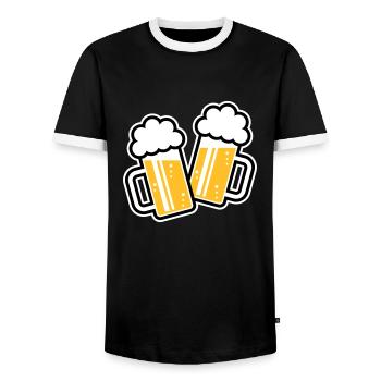 2 Clinking Beer Glasses For A Cheer! (3C) - Men's Ringer Shirt - black/white - Front - AI Model Female 172 light (172cm) & AI Model Male 178 light (178cm)