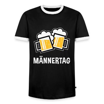 Männertag (Bier Prosit Bayrische Bierkrüge / 3C) - Männer Kontrast-T-Shirt - Schwarz/Weiß - Vorne - AI Model Female 172 light (172cm) & AI Model Male 178 light (178cm)