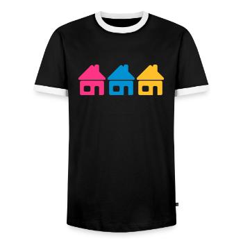 Quartier - T-shirt contrasté Homme - noir/blanc - Devant - AI Model Female 172 light (172cm) & AI Model Male 178 light (178cm)