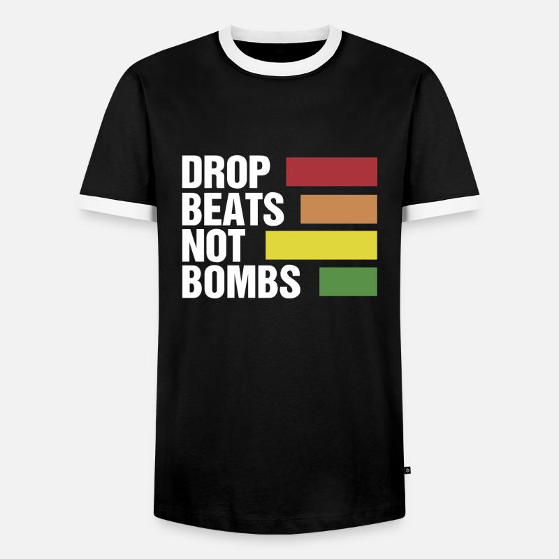 Drop beats not bombs - Men's Ringer Shirt - black/white