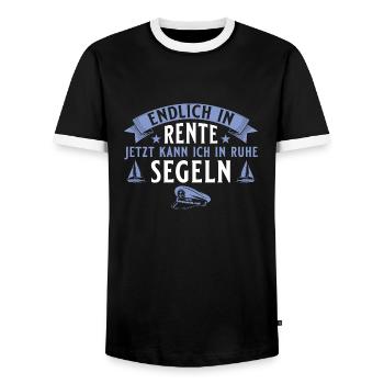 Segeln Endlich in Rente - Segler Geschenk - Männer Kontrast-T-Shirt - Schwarz/Weiß - Vorne - AI Model Female 172 light (172cm) & AI Model Male 178 light (178cm)