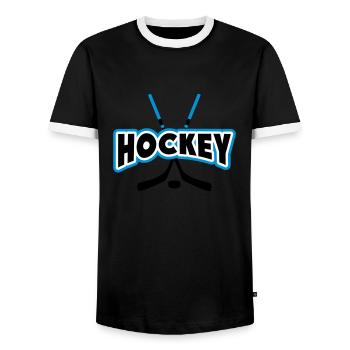 Hockey - Männer Kontrast-T-Shirt - Schwarz/Weiß - Vorne - AI Model Female 172 light (172cm) & AI Model Male 178 light (178cm)