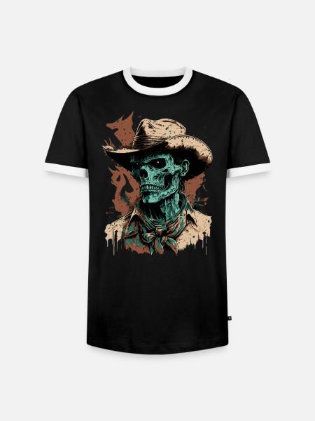 Untoter Cowboy - Männer Kontrast-T-Shirt - Schwarz/Weiß
