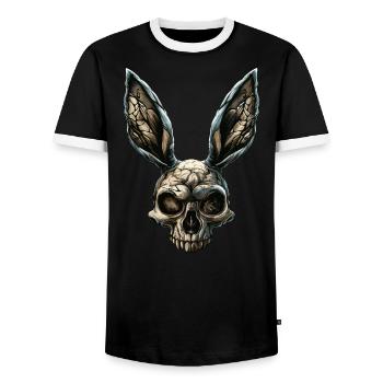 Zombie Kaninchenschädel - Männer Kontrast-T-Shirt - Schwarz/Weiß - Vorne - AI Model Female 172 light (172cm) & AI Model Male 178 light (178cm)