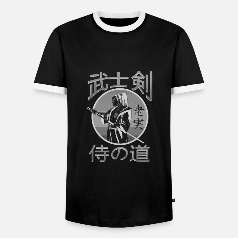 Samurai - Männer Kontrast-T-Shirt - Schwarz/Weiß