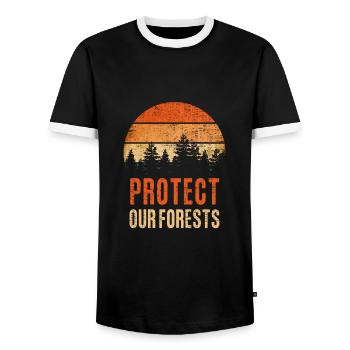Protects our forests Climate Earth Nature conservation - Men's Ringer Shirt - black/white - Front - AI Model Female 172 light (172cm) & AI Model Male 178 light (178cm)