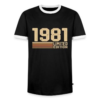 Jahrgang 1981 Geburtstag - Geschenk 1981 Jahrgang 1981 - Männer Kontrast-T-Shirt - Schwarz/Weiß - Vorne - AI Model Female 172 light (172cm) & AI Model Male 178 light (178cm)