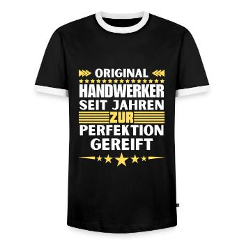 Des artisans mûris à la perfection - T-shirt contrasté Homme - noir/blanc - Devant - AI Model Female 172 light (172cm) & AI Model Male 178 light (178cm)