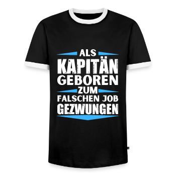Kapitän im falschen Job gelandet - Männer Kontrast-T-Shirt - Schwarz/Weiß - Vorne - AI Model Female 172 light (172cm) & AI Model Male 178 light (178cm)