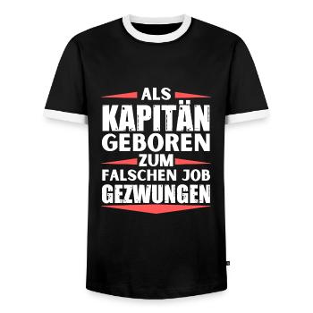 Kapitän im falschen Job gelandet - Männer Kontrast-T-Shirt - Schwarz/Weiß - Vorne - AI Model Female 172 light (172cm) & AI Model Male 178 light (178cm)