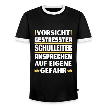 Gestresster Schulleiter nicht ansprechen! - Männer Kontrast-T-Shirt - Schwarz/Weiß - Vorne - AI Model Female 172 light (172cm) & AI Model Male 178 light (178cm)