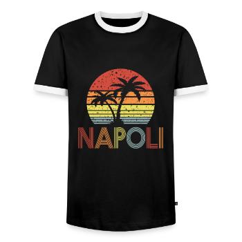 Napoli - Männer Kontrast-T-Shirt - Schwarz/Weiß - Vorne - AI Model Female 172 light (172cm) & AI Model Male 178 light (178cm)