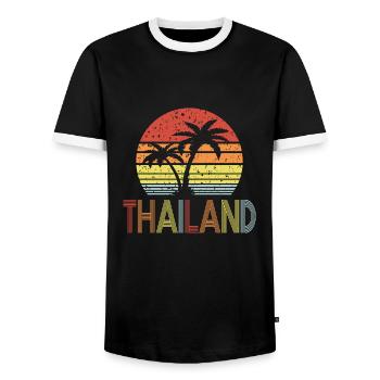 Thailand - Men's Ringer Shirt - black/white - Front - AI Model Female 172 light (172cm) & AI Model Male 178 light (178cm)
