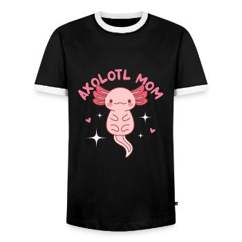 Axolotl Mom Design für Axolotl-Liebhaber - Männer Kontrast-T-Shirt - Schwarz/Weiß - Vorne - AI Model Female 172 light (172cm) & AI Model Male 178 light (178cm)