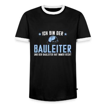 Bauleiter hat immer recht - Bauherr - Männer Kontrast-T-Shirt - Schwarz/Weiß - Vorne - AI Model Female 172 light (172cm) & AI Model Male 178 light (178cm)