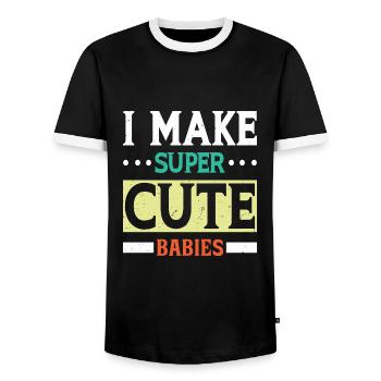 Father's Day dad dad dad dad dad dad dad - Men's Ringer Shirt - black/white - Front - AI Model Female 172 light (172cm) & AI Model Male 178 light (178cm)