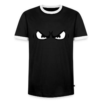 2 evil dangerous angry eyes - Men's Ringer Shirt - black/white - Front - AI Model Female 172 light (172cm) & AI Model Male 178 light (178cm)