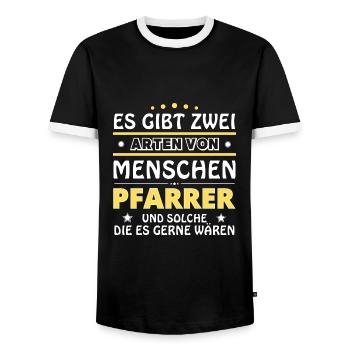 Pastor Gift - Two Types of... Design - Men's Ringer Shirt - black/white - Front - AI Model Female 172 light (172cm) & AI Model Male 178 light (178cm)