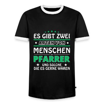 Pastor Gift - Two Types of... Design - Men's Ringer Shirt - black/white - Front - AI Model Female 172 light (172cm) & AI Model Male 178 light (178cm)