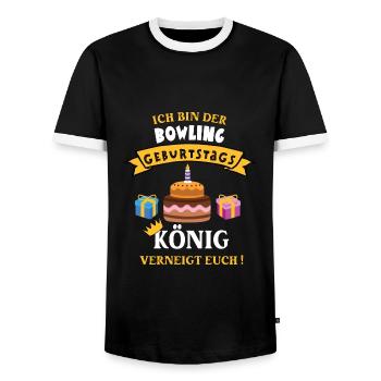 Bowling König Geburtstag Spieler Trainer Geb - Männer Kontrast-T-Shirt - Schwarz/Weiß - Vorne - AI Model Female 172 light (172cm) & AI Model Male 178 light (178cm)