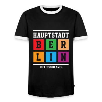 Hauptstadt Berlin - Männer Kontrast-T-Shirt - Schwarz/Weiß - Vorne - AI Model Female 172 light (172cm) & AI Model Male 178 light (178cm)