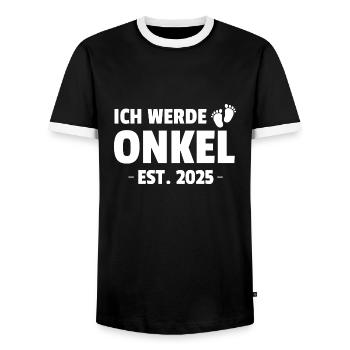 Ich Werde Onkel Est. 2025 - Männer Kontrast-T-Shirt - Schwarz/Weiß - Vorne - AI Model Female 172 light (172cm) & AI Model Male 178 light (178cm)