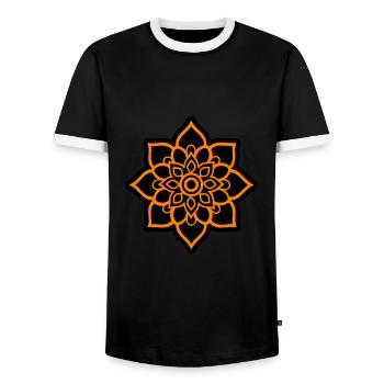 Blüte Mandala - Männer Kontrast-T-Shirt - Schwarz/Weiß - Vorne - AI Model Female 172 light (172cm) & AI Model Male 178 light (178cm)