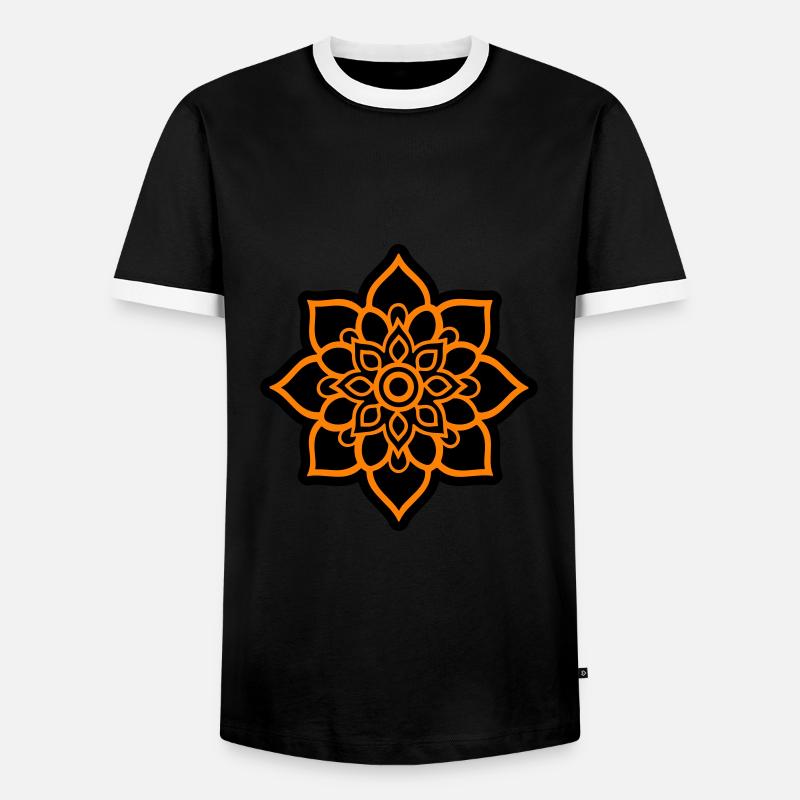 Blüte Mandala - Männer Kontrast-T-Shirt - Schwarz/Weiß