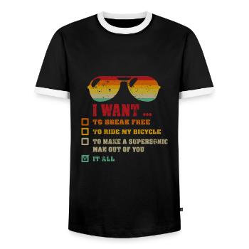 Funny Biker Gift - Pour tous les cyclistes - T-shirt contrasté Homme - noir/blanc - Devant - AI Model Female 172 light (172cm) & AI Model Male 178 light (178cm)