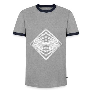 Geometrisches Vintage Dreiecke Muster - Männer Kontrast-T-Shirt - Grau/Navy  - Vorne - AI Model Female 172 light (172cm) & AI Model Male 178 light (178cm)