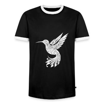 Exotischer schwebender Kolibri tribal Schwingen - Männer Kontrast-T-Shirt - Schwarz/Weiß - Vorne - AI Model Female 172 light (172cm) & AI Model Male 178 light (178cm)