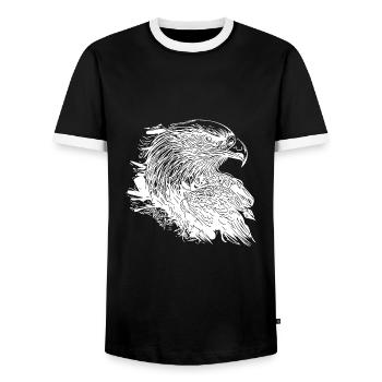 Eleganter Adler in Tinte Vintage Tattoo Style - Männer Kontrast-T-Shirt - Schwarz/Weiß - Vorne - AI Model Female 172 light (172cm) & AI Model Male 178 light (178cm)