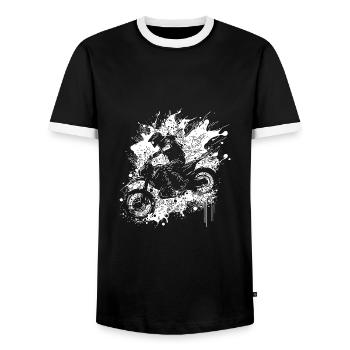 Moto Off-Road Riding Splash Style - T-shirt contrasté Homme - noir/blanc - Devant - AI Model Female 172 light (172cm) & AI Model Male 178 light (178cm)