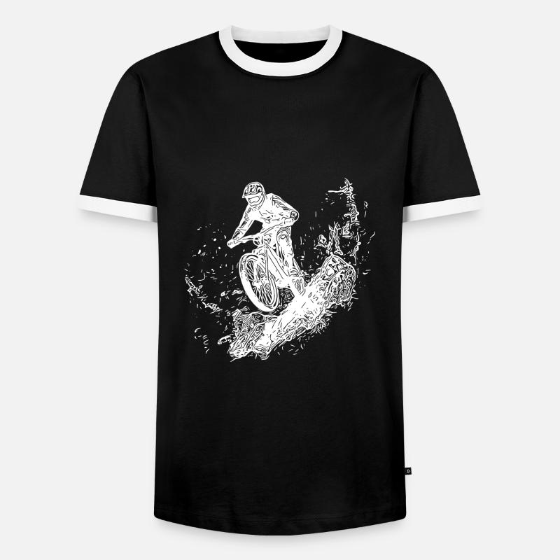 Regen Radfahrer Schlamm Wald Abfahrt - Männer Kontrast-T-Shirt - Schwarz/Weiß