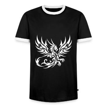Dragon tribal de tatouage sauvage avec des ailes - T-shirt contrasté Homme - noir/blanc - Devant - AI Model Female 172 light (172cm) & AI Model Male 178 light (178cm)