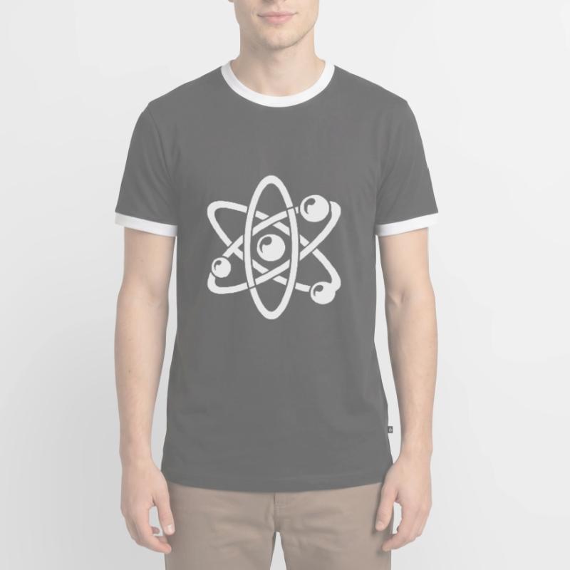 Atomic Nucleus Physics Atom Electron Atomic Model Men's Ringer Shirt