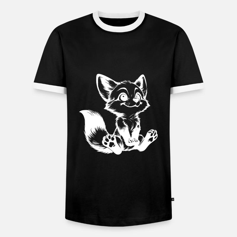 Curious Fox Drawing Seated Fox - Men's Ringer Shirt - black/white