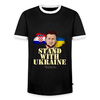 La Croatie se tient aux côtés de l’Ukraine - T-shirt contrasté Homme - noir/blanc - Devant - AI Model Female 172 light (172cm) & AI Model Male 178 light (178cm)