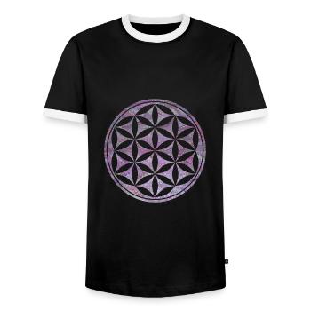 fleur de la vie e 62 - T-shirt contrasté Homme - noir/blanc - Devant - AI Model Female 172 light (172cm) & AI Model Male 178 light (178cm)