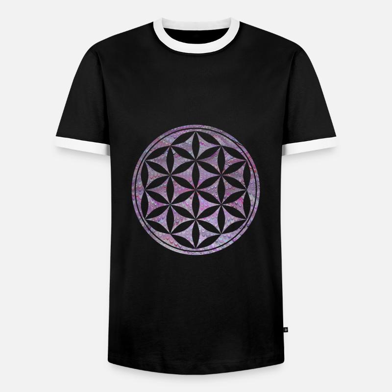 blume des lebens e 62 - Männer Kontrast-T-Shirt - Schwarz/Weiß