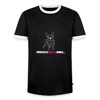 French bulldog By RF white - Men's Ringer Shirt - black/white - Front - AI Model Female 172 light (172cm) & AI Model Male 178 light (178cm)