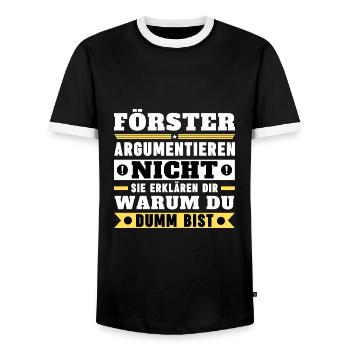 Foresters don't argue - Men's Ringer Shirt - black/white - Front - AI Model Female 172 light (172cm) & AI Model Male 178 light (178cm)